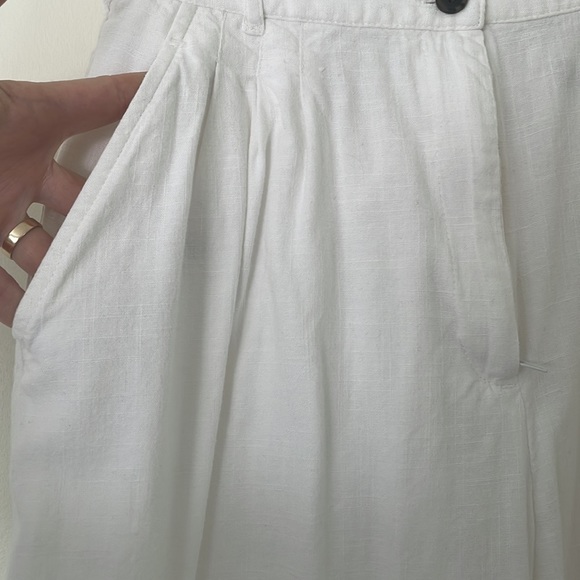 HM Wide Leg High Waisted Cropped Pants Linen Like - Picture 2 of 9